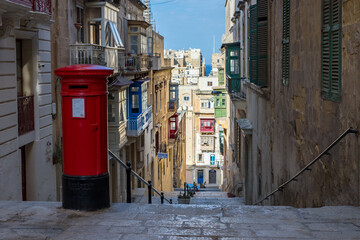 Red post box in Valletta