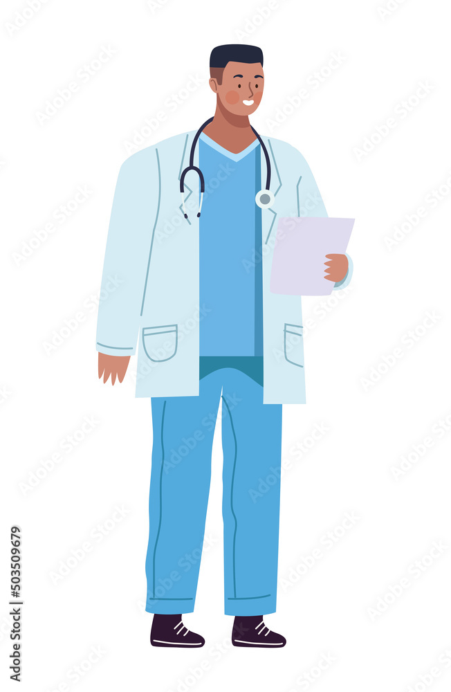 Wall mural afro male doctor standing