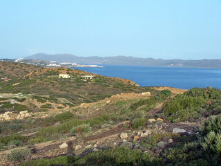 Fototapeta na wymiar Aegean Sea seen from the coast at Cape Sounion near Athens, Greece