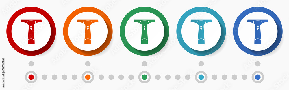 Fototapete windows cleaner concept vector icon set, infographic template, flat design circle colorful web butto