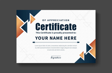 Modern certificate appreciation, certificate achievement template, award, achievement, certificate of recognition, excellence, certificate border, completion template certificate design template