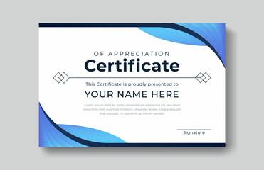 Modern certificate appreciation, certificate achievement template, award, achievement, certificate of recognition, excellence, certificate border, completion template certificate design template