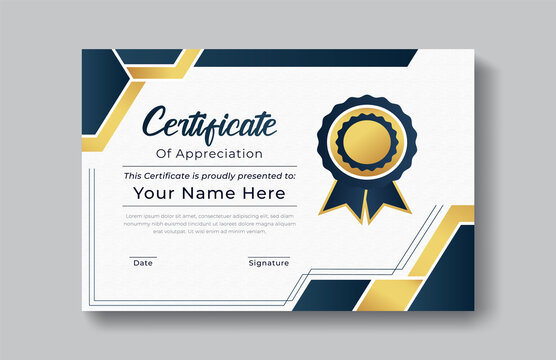 Modern certificate appreciation, certificate achievement template, award, achievement, certificate of recognition, excellence, certificate border, completion template certificate design template