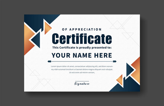 Modern Certificate Appreciation, Certificate Achievement Template, Award, Achievement, Certificate Of Recognition, Excellence, Certificate Border, Completion Template Certificate Design Template