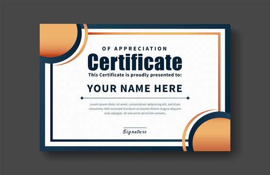 Modern certificate appreciation, certificate achievement template, award, achievement, certificate of recognition, excellence, certificate border, completion template certificate design template