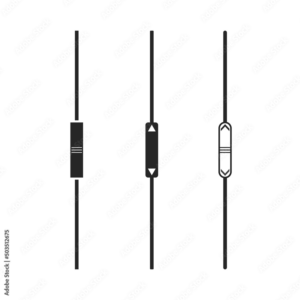 Poster Scroll bar. Slider for down, ui and web. Set of scroll bars isolated on white background. Scrollbar buttons. Progress down and up. UI button. Icons for interface in website. Vector