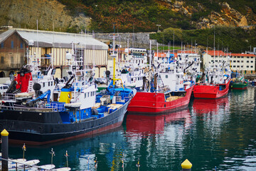 Fishing boats in port of Getaria, Basque country, Spain