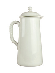 Old ceramic pitcher isolated on white
