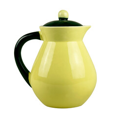 Old ceramic pitcher isolated on white