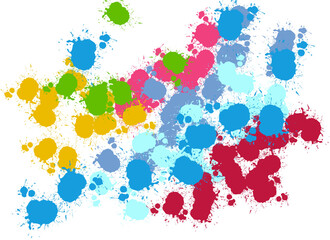 Watercolor splashes. Paint splat. Stains grunge texture. Isolated on white background. Rainbow paint splashes for Your design