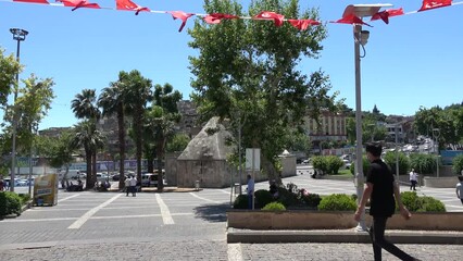 Kahramanmaras, Turkey - 18th of June 2021: 4K Streets and architecture of Diyarbakir in summer
