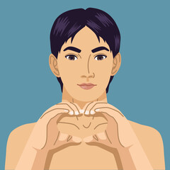 Fototapeta premium naked man forming heart