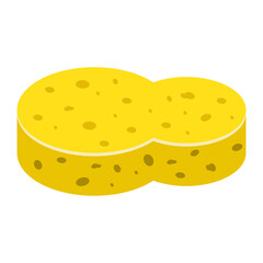 Yellow cleaning sponge for washing and bathing. Vector illustration.  