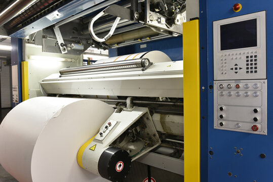 modern offset printing machines in a large printing plant - modern equipment in an industrial company
