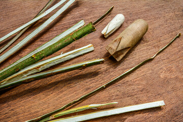 Process of willow sticks preparation for basket weaving