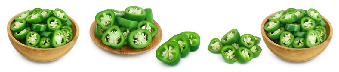 jalapeno peppers isolated on white background. Green chili pepper with clipping path and full depth...