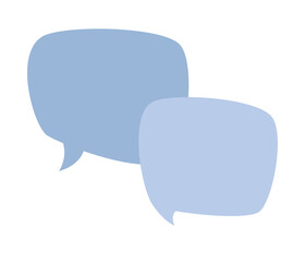 Speech bubble icon. Two blue chat box, message box. Vector flat illustration 
