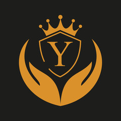 Letter Y Queen Logo Design vector templet  crown logo Elegant monogram gold logo for Royalty,