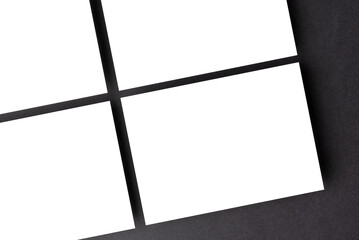 Mockup with several business cards lined up on elegant textured black background