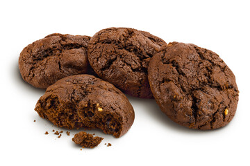 chocolate cookies isolated on white background with clipping path and full depth of field