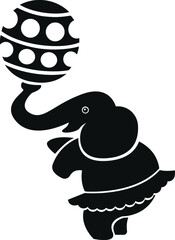 Naklejka premium Cartoon Performing Elephant Circus Performer Animal Trunk Tutu Balancing Act Performance