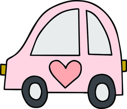 Cute Car Isolated Quirky Characters Vector Hand Drawn Illustration