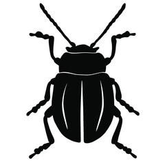 Black illustration of a tropical beetle. The insect is a pest of forests and gardens. Drawing for tattoo