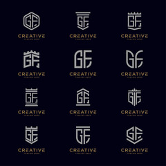 Inspiring logo design Set, for companies from the initial letters of the GF logo icon. -Vectors