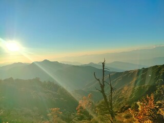 Beautiful sunrise in the mountains of Sandagphu, Darjeeling