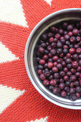 Indian Sherbet berries or phalsa fruit in a steel bowl