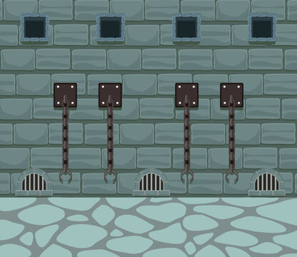 castle wall with chains