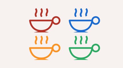Coffee Cup Icon Set. Vector isolated flate editable illustration set