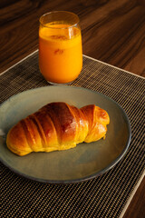 A Croissant with a glass of Natural Orange Juice, Braga, Portugal.