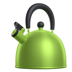 Naklejka na ściany i meble Stainless steel stovetop kettle with whistle isolated on white background.