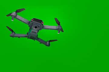 3d illustration, drone, green background, copy space, 3d rendering