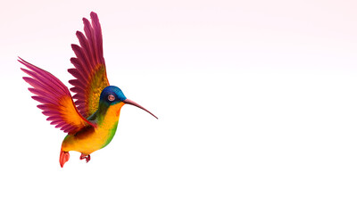 3d image, hummingbird isolated, on white background, copy space, 3d rendering