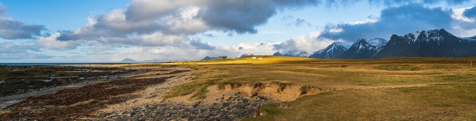 View during auto trip in West Iceland highlands, Snaefellsnes peninsula, Snaefellsjokull National...