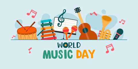 World Music Day, Musical Instruments, Vector, Illustration