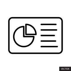 Financial analysis, Portfolio, Business report vector icon in line style design for website design, app, UI, isolated on white background. Editable stroke. Vector illustration.