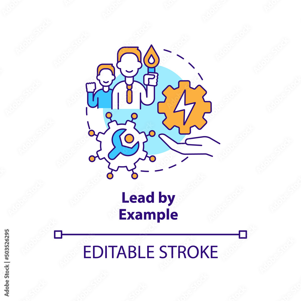 Poster lead by example concept icon. approach to energy strategy abstract idea thin line illustration. impl