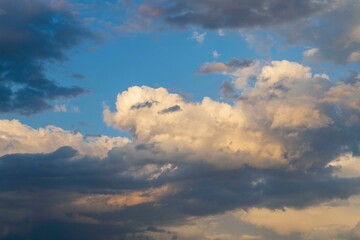 blue sky and dramatic clouds at sunset