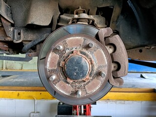 close up of a Car wheel engine
