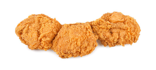 Fried chicken isolated on white background. Top view