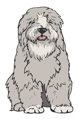 Vector illustration of bobtail. Dog colored and depicted by a line.