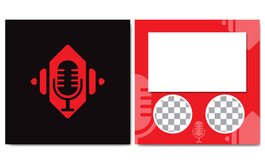 microphone illustration and instagram post background. microphone logo is perfect for podcasts, music, studio symbols and more
