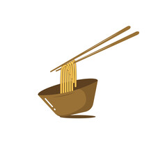 Brown bowl Noodles Logo Templates vector . Suitable for any business related to ramen, noodles, fast food restaurants, Korean food, Japanese food or any other business on a white background.