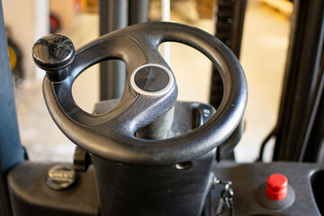 Electric forklift steering wheel, rotate, turn.