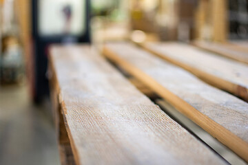 Wooden Epal, empty pallet ready for loading goods into the warehouse.