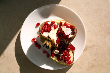 pomegranate on a plate