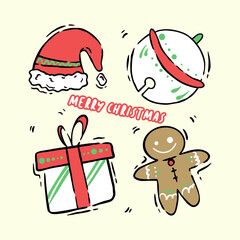 hand drawn christmas cartoon set element
